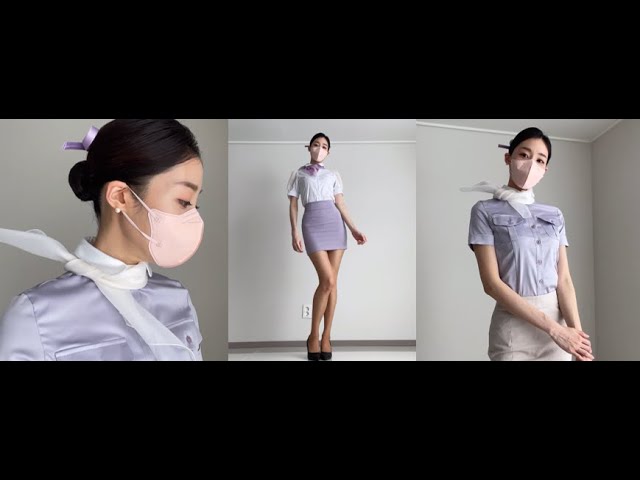4K) Stewardess Lookbook / Flight Attendant Stockings By Korean Model Evelyn  - Youtube