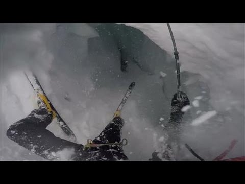 Helmet Cam Captures Skier Falling Into Glacial Crevasse - Youtube